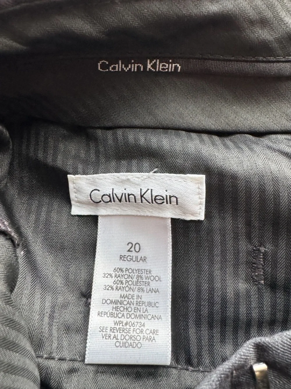 CALVIN KLEIN Gray Dress Pants Men’s Size 20 Regular Flat Front